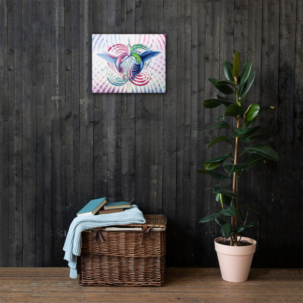 "Colibríes en expansión". Lienzo 20x16 in.