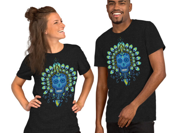 Calavera Pavo Real, playera hombre (unisex) - Image 2